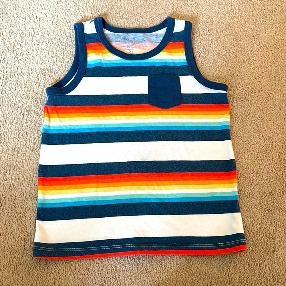 Rainbow striped muscle tank
